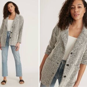 Marine Layer Monochrome Textured Jacket Blazer black white contrast